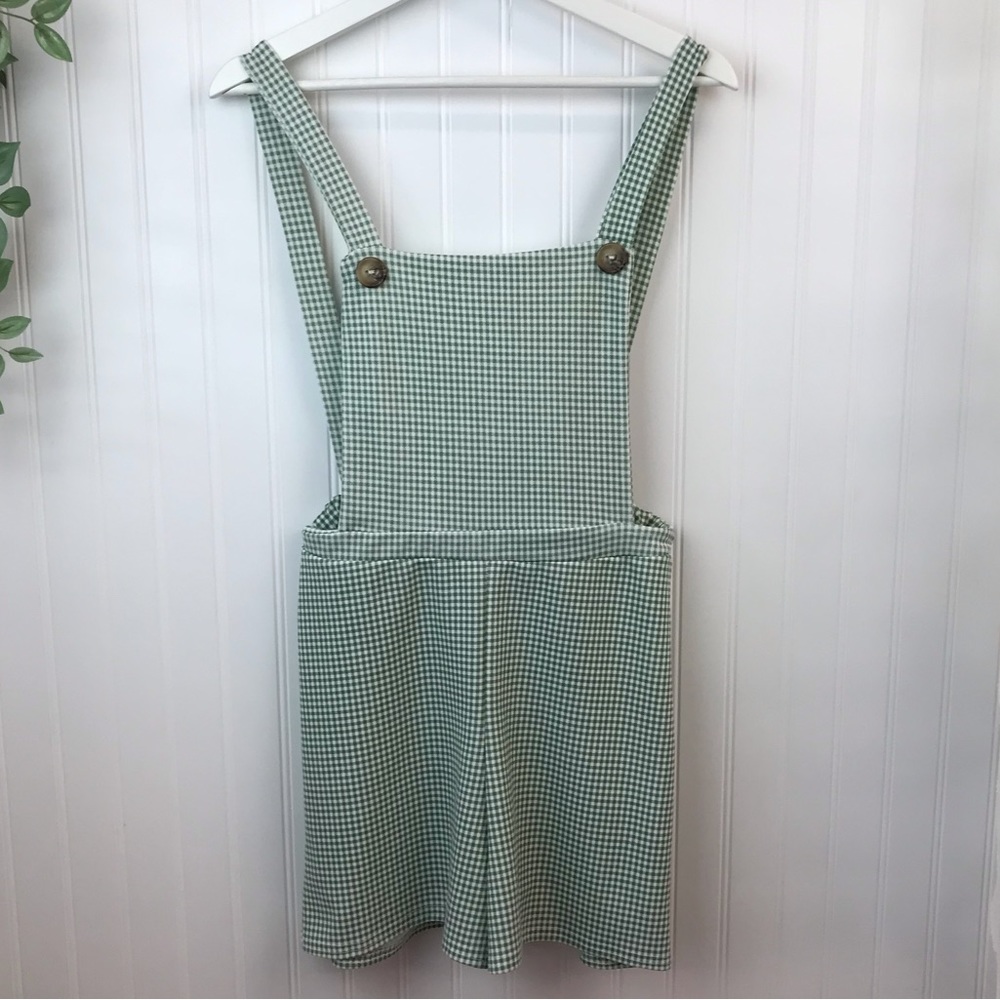 Nasty Gal Green Gingham Romper Shorts Sz 4